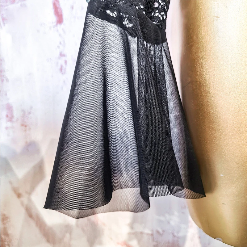 라틴 댄스 의상 여성 블랙 레이스 바디수트 라틴 공연 의상 성인 탱고 볼룸 트레이닝 의상 라틴 탑 VDL5002