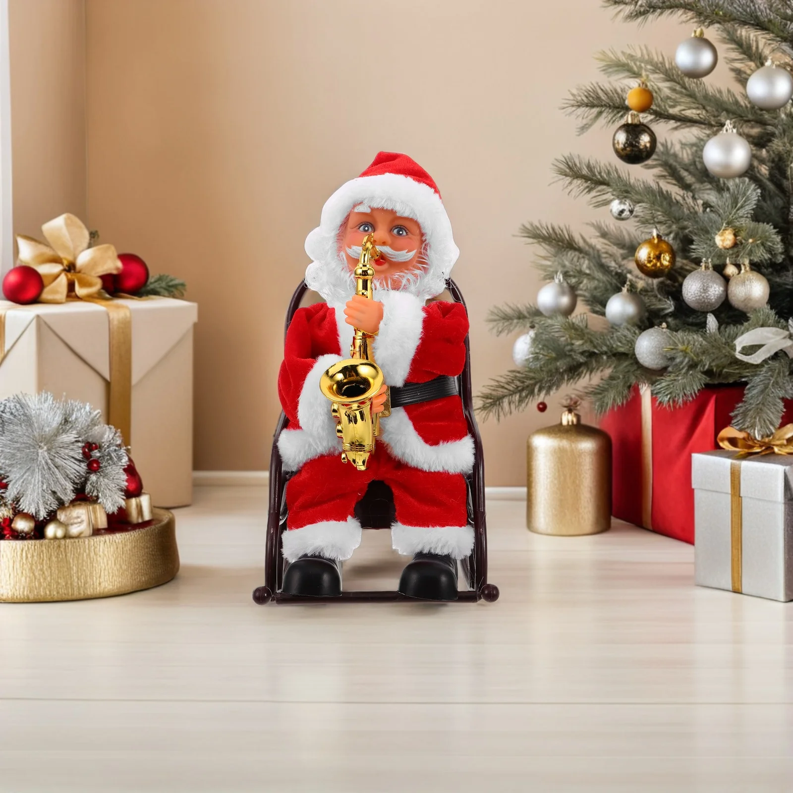 Chaise musicale électrique du père noël, ornement de noël, cadeau de fête de noël, jeu amusant, père noël