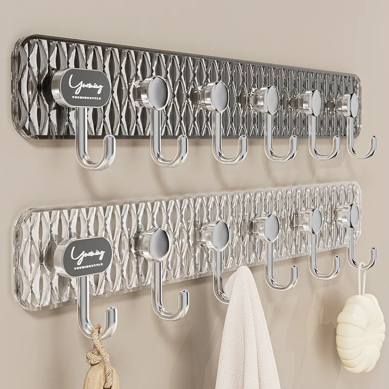 

Transparent row hook with strong adhesive, no punching, light luxury door, bathroom wall with no marks, wall hanging hook