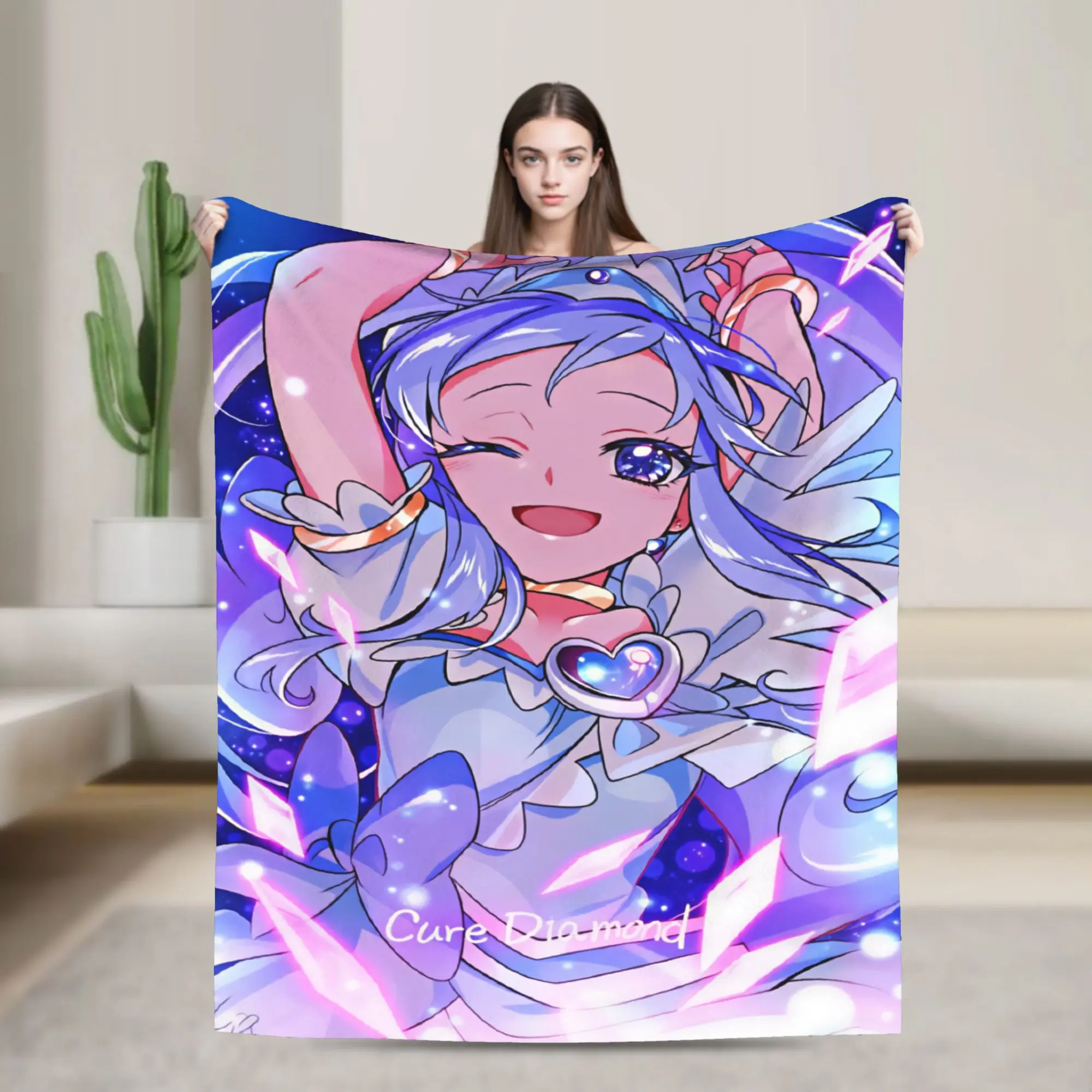 Pretty Cure  Warm Soft Blanket  Travel Office Plush Throw Blanket Graphic Couch Chair Flannel Bedspread Sofa Bed Cover