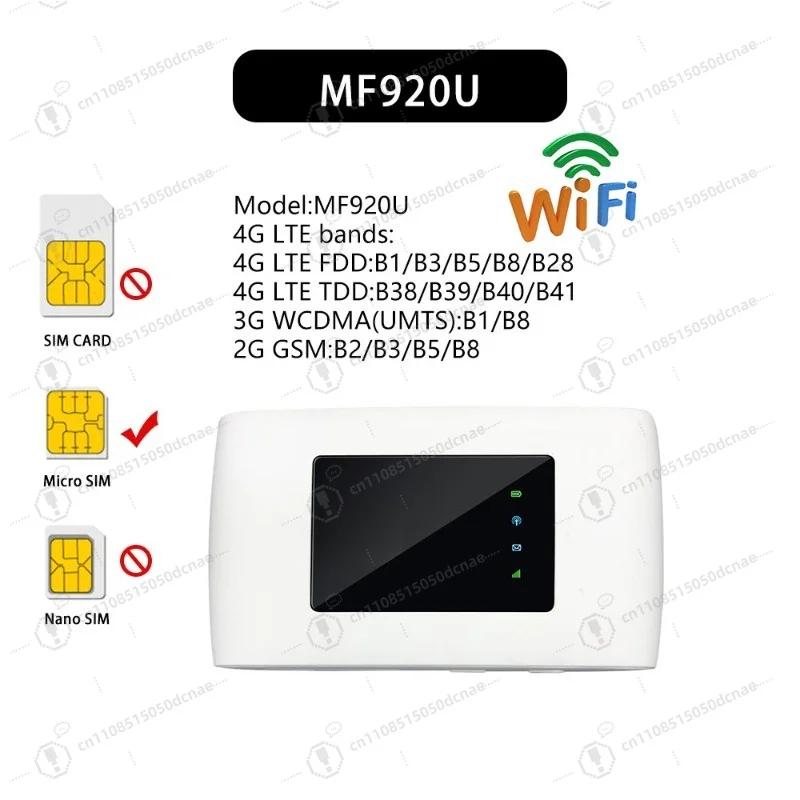 MF920U Pocket 4G LTE Mobile WiFi Hotspot Router Dual Antenna 2000mAh Battery Portable Wireless Modem for Travel Car Laptop