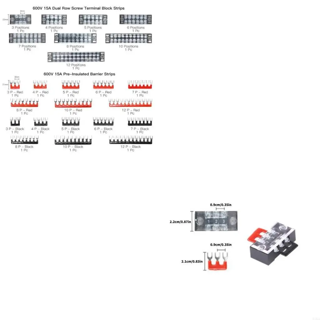 

124 лота двухрядных винтовых клемм, 600 В, 15 А, со стальным компонентом для стабильной поддержки питания