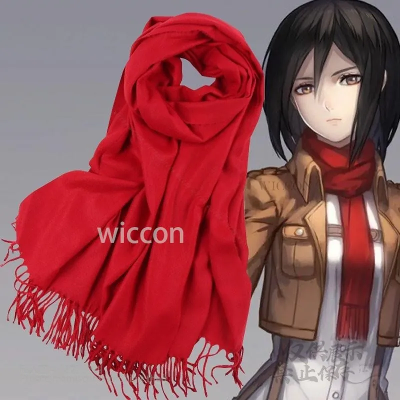 Anime Attackk on Titann Levi Ackerman Mikasa white neckerchief red scarf saliva towel cosplay costume performance Role Halloween