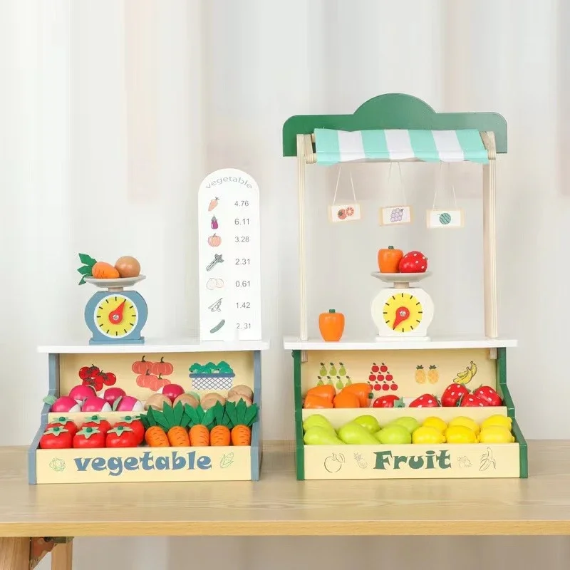 

Diy Puzzle Simulation Fruit Stall Shop Building Blocks Montessori Toddler Toys Wood Board Games Dollhouse Accessories Girls Toys