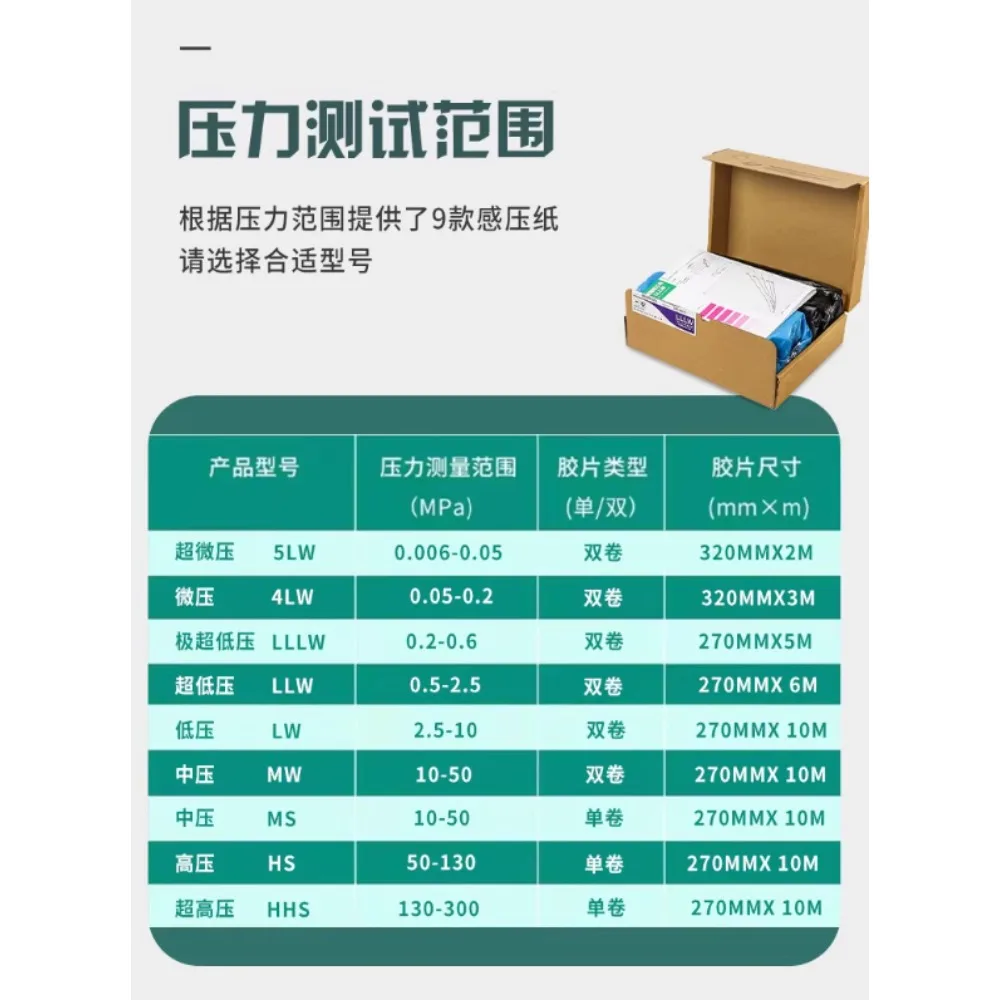 Pressure-sensitive paper pressure measurement film pressure test paper 4LW/3LW/LLW/LW/MS/HS