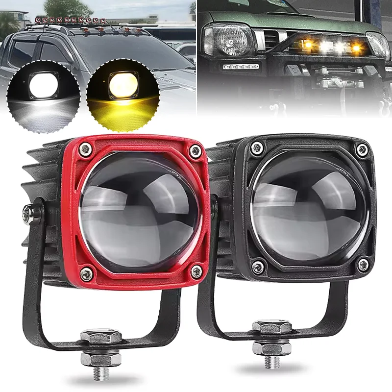 

2-дюймовый светодиодный рабочий фонарь 6000K/3000K 12V 24V Белый Желтый Внедорожные противотуманные фары для автомобиля Грузовик ATV 4x4 Автомобильная фара