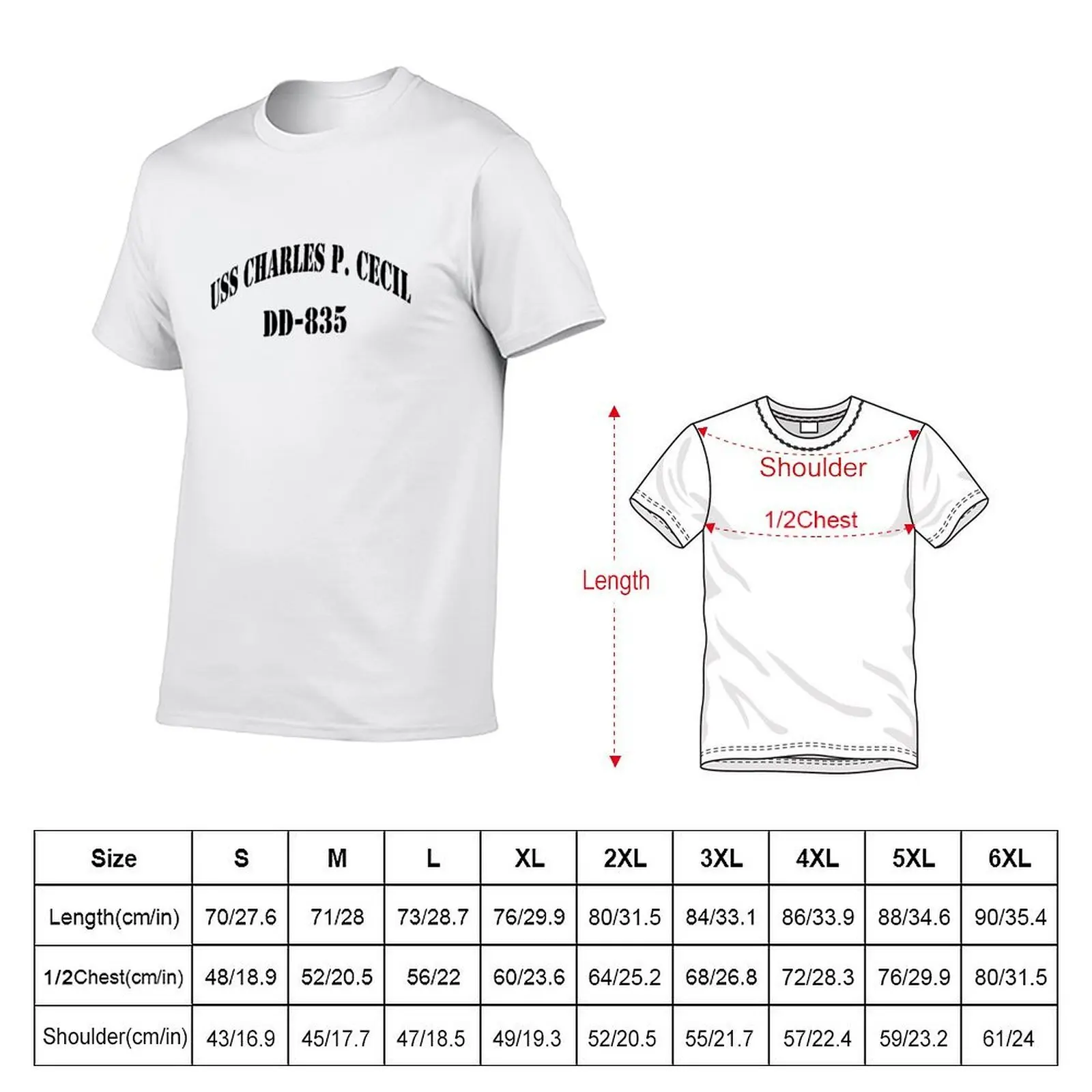 USS CHARLES P. CECIL (DD-835) SHIP'S STORE T-Shirt Short sleeve tee Louboutins shirts men graphic