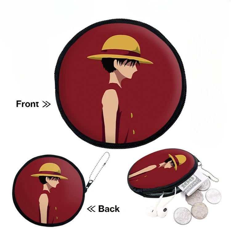 Цельный круглый кошелек для монет с периферийным анимационным принтом, сумка для наушников на молнии для мужчин и женщин, студентов