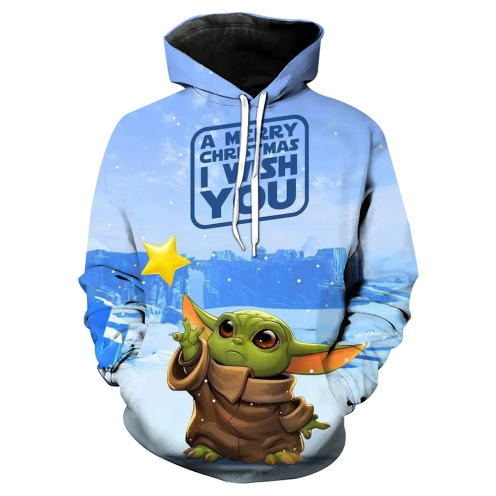 Marvel Yoda Baby Loose Hoodie 3D Digital Printed Men\'s and Women\'s Fashion Sports Hip Hop Hoodie Casual Long Sleeve