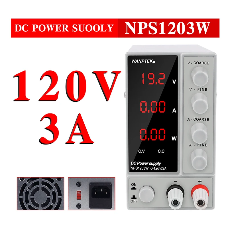 Wanptek Newest Switching LAb DC Power Supply 120V 3A  Professional Bench Mini Adjustable Digital Power Source regulable