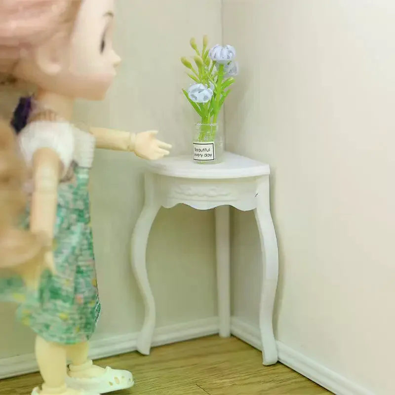 

1Pcs Doll House Accessories 1:12 Dollhouse Miniature Retro Small Edge Several Mini Tea Table Furniture Home Model Decor Toy