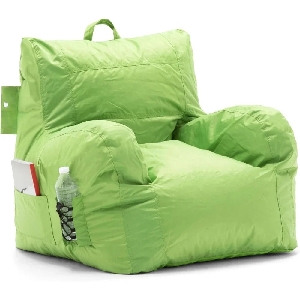 Dorm Bean Bag Chair with Drink Holder and Pocket, Spicy Lime Smartmax, Durable Polyester Nylon Blend, 3 feet chairs for bedroom