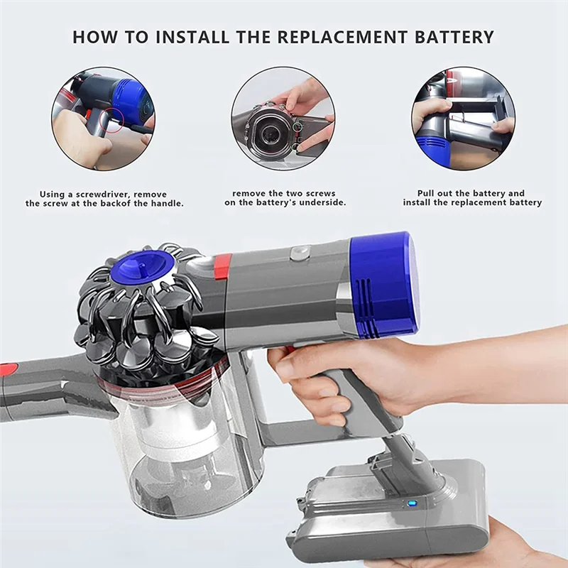 ABKR-Replace V7 Battery Adapter+Filter+Screwdriver 21.6V For Dyson V7 Animal/Extra/Absolute/Trigger Vacuum Cleaners