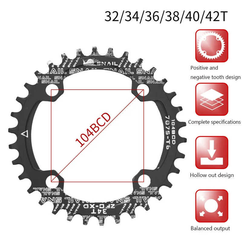 SNAIL 104BCD MTB Chainring Mtb single chainring crankset mtb crankset 32T/34T/36T/38T/40T/42T 104BCD Chainwheel for bike parts image 2