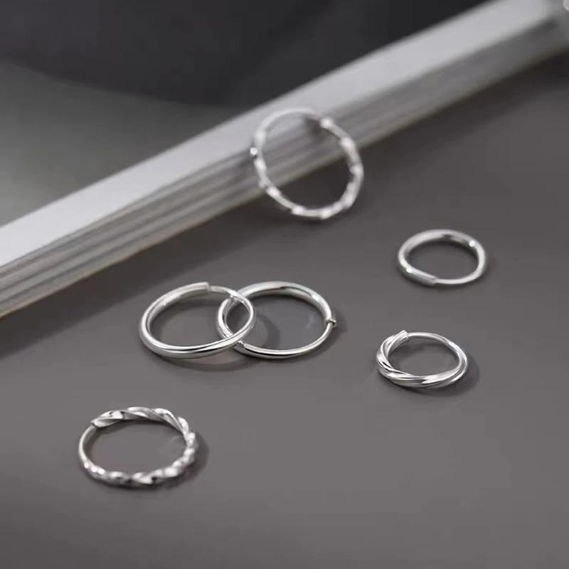 Real 925 Sterling Silver 9/11/13/15MM Twist Round Hoop Earrings For Women Classic Fine Jewelry Minimalist Geometric Accessories