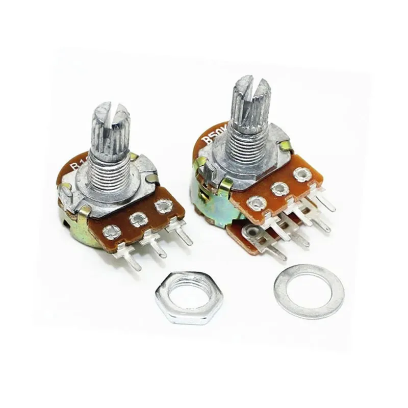 WH148 Potentiometer Kit B1K 2K 5K 10K 20K 50K 100K 250K 500K 1M 15mm Linear Taper Rotary Resistor Set 3/6pin With Cap