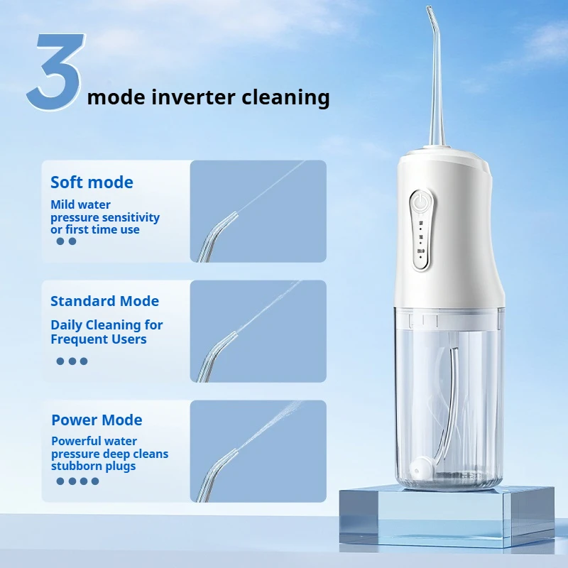 Portable Water Flosser 0.6mm Water Jet IPX7 Waterproof 4 Nozzles Rechargeable Oral Irrigator for Braces Sensitive Gums