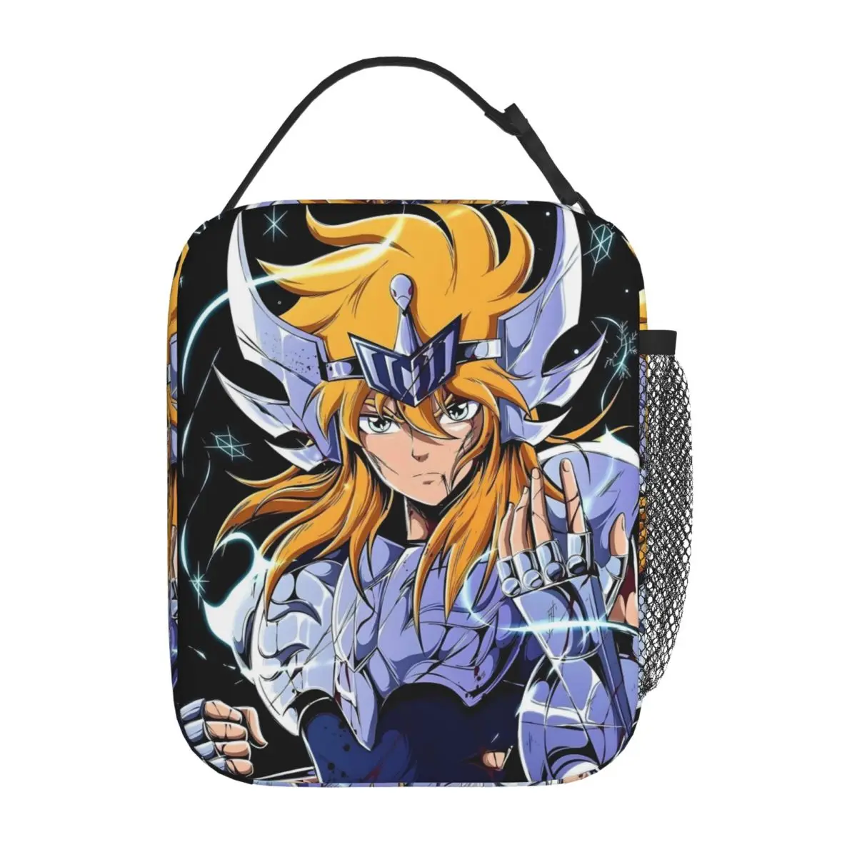 Custom Saint Seiya Thermal Insulated Lunch Bags Swan Bronze Resuable Lunch Tote for School Office Outdoor Multifunction Food Box