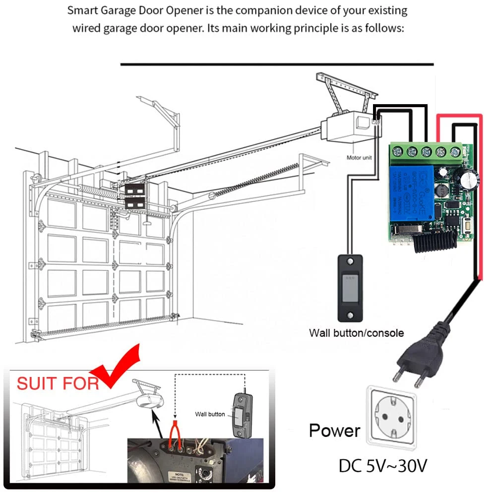 433Mhz Round Button Wireless DC 6V 9V 12V 24V RF Relay Module Remote Control Switch Kit for LED Lamp Bulb Gate Door Fan