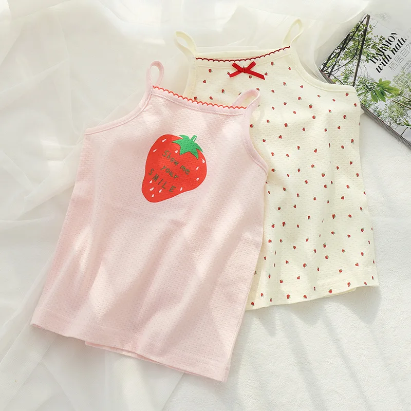 2pcs/lot Girls Camisoles Spring Summer Tank Tops for Kids Children Cotton Underwear Soft Breathable Teenager Crop Tops 1-10T