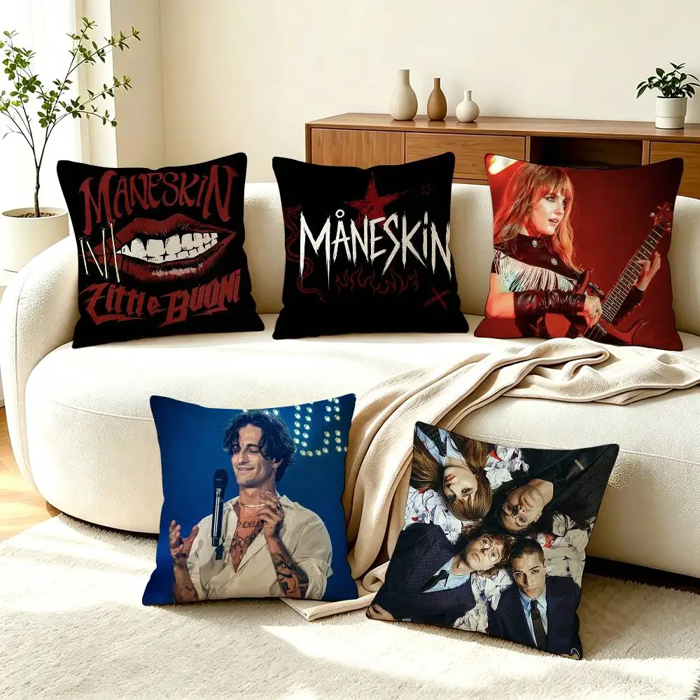 M-Maneskin R-Rock Band  Square Double-Sided printed Pillow Case Bedroom Bedside Pillow Sofa Cushion Cover