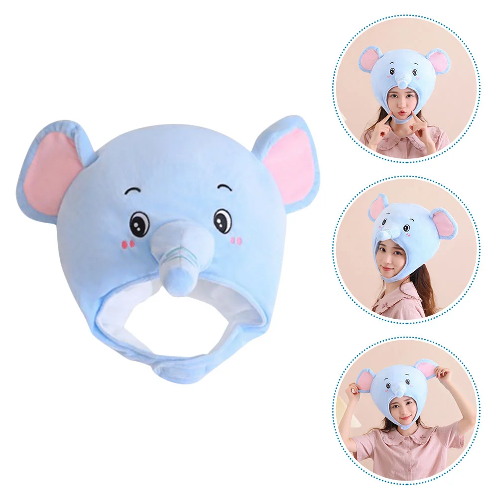 Artificial Plush Hat Child Newborn Elephant Cap Pp Cotton Animal Hood Party Costume Selfie
