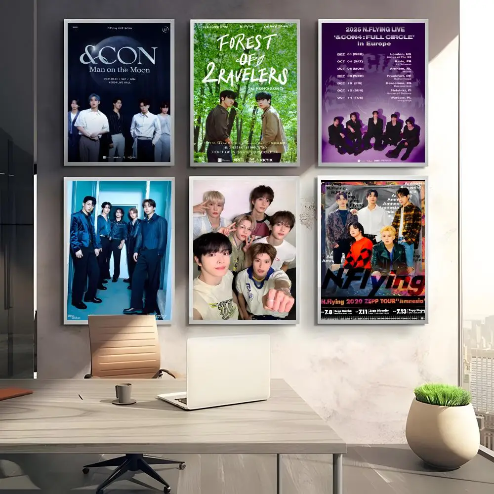 Energetic Melodic Korean Boy Pop group N-N.Flying Poster HD art sticky wall waterproof home bedroom bar aesthetic decoration