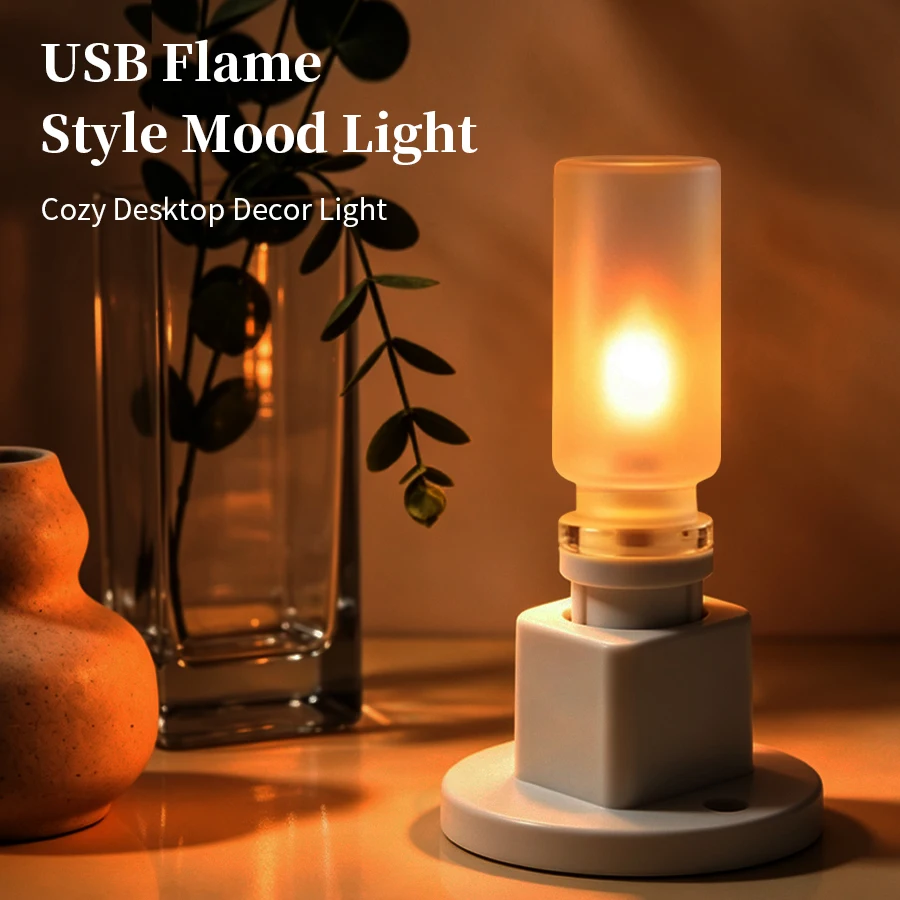 5V USB LED Flame Effect Light Bulbs USB Flame Lamp Candle Bulb Night Light Flame Flickering Fire Bulb for Festival Party Decor