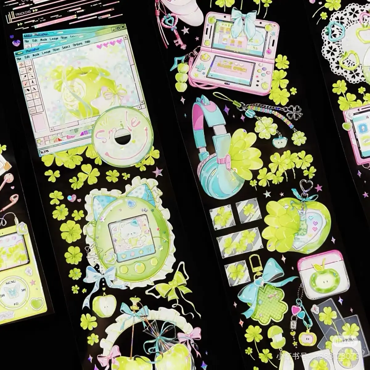 Digital Memory PET Shell Light Mobile Phone Pink Campus Green Washi Tape for Journaling Scrapbooking
