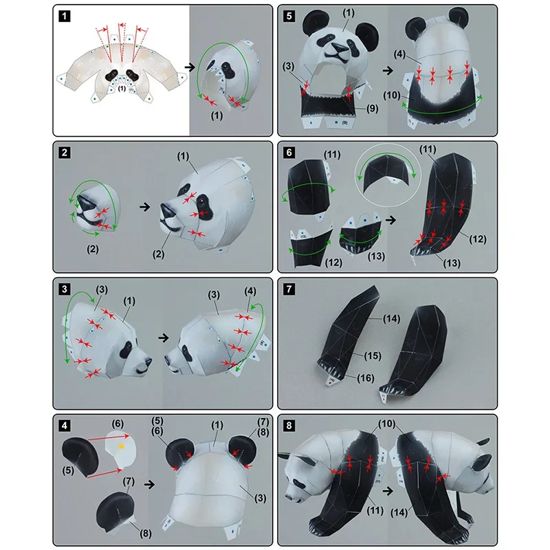 الصينية العملاقة الباندا اوريغامي الفن للطي البسيطة لطيف ثلاثية الأبعاد ورقة نموذج Papercraft الحيوان DIY بها بنفسك الاطفال الكبار اليدوية الحرفية اللعب QD-241
