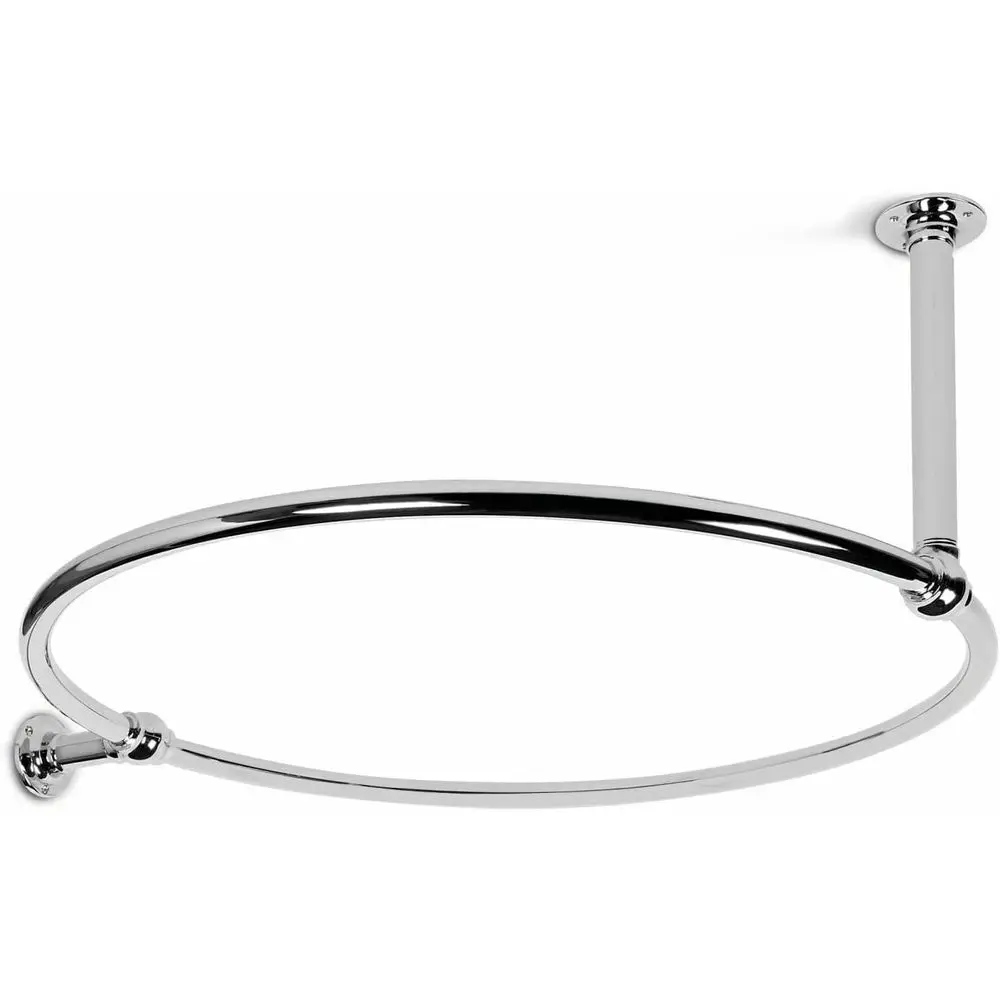 

Round Shower Curtain Rod, Wall Mounted Side Stays, Ceiling Hung Shower Rail, Stainless Steel Heavy Duty 360 Shower Rod, 850mm (C