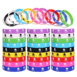 6pcs/lot Color Silicone Sports Bracelets Halloween Skull Style for Party Jewelry Gifts Teens Unisex Fitness Wristbands Wholesale
