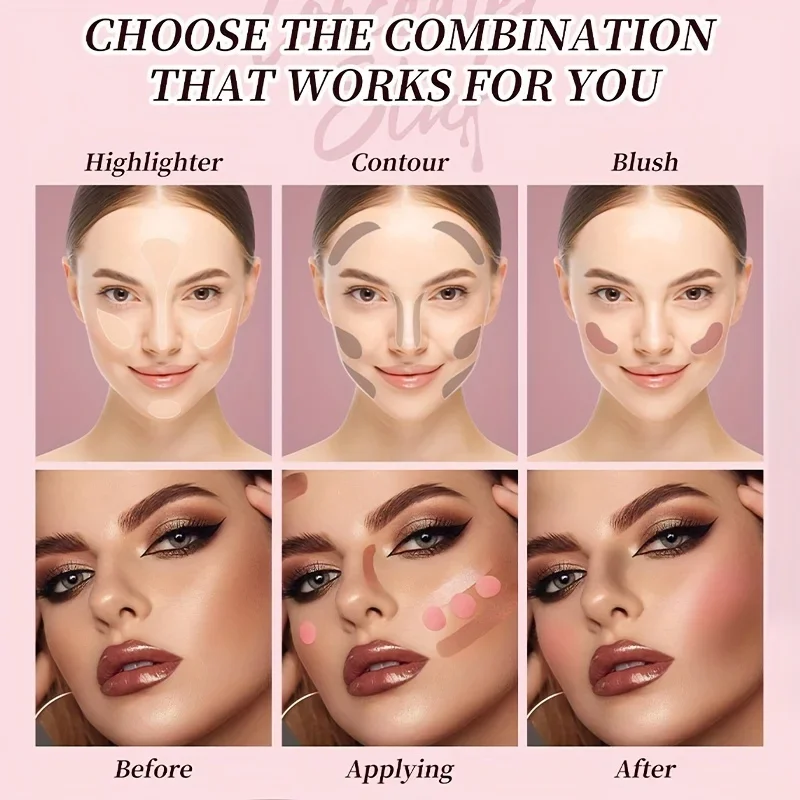 Hellokiss Double Head Multifunctional Highlight Blush Stick 3D Face Brightening Bronze Grooming Stick for Makeup