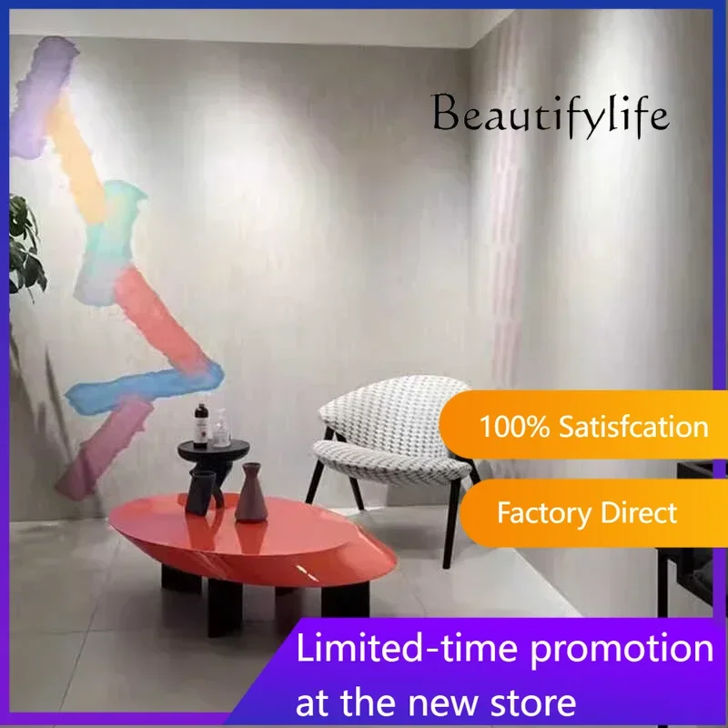 

NEW N Nordic Italian minimalist oval coffee table black paint tea table living room custom furniture