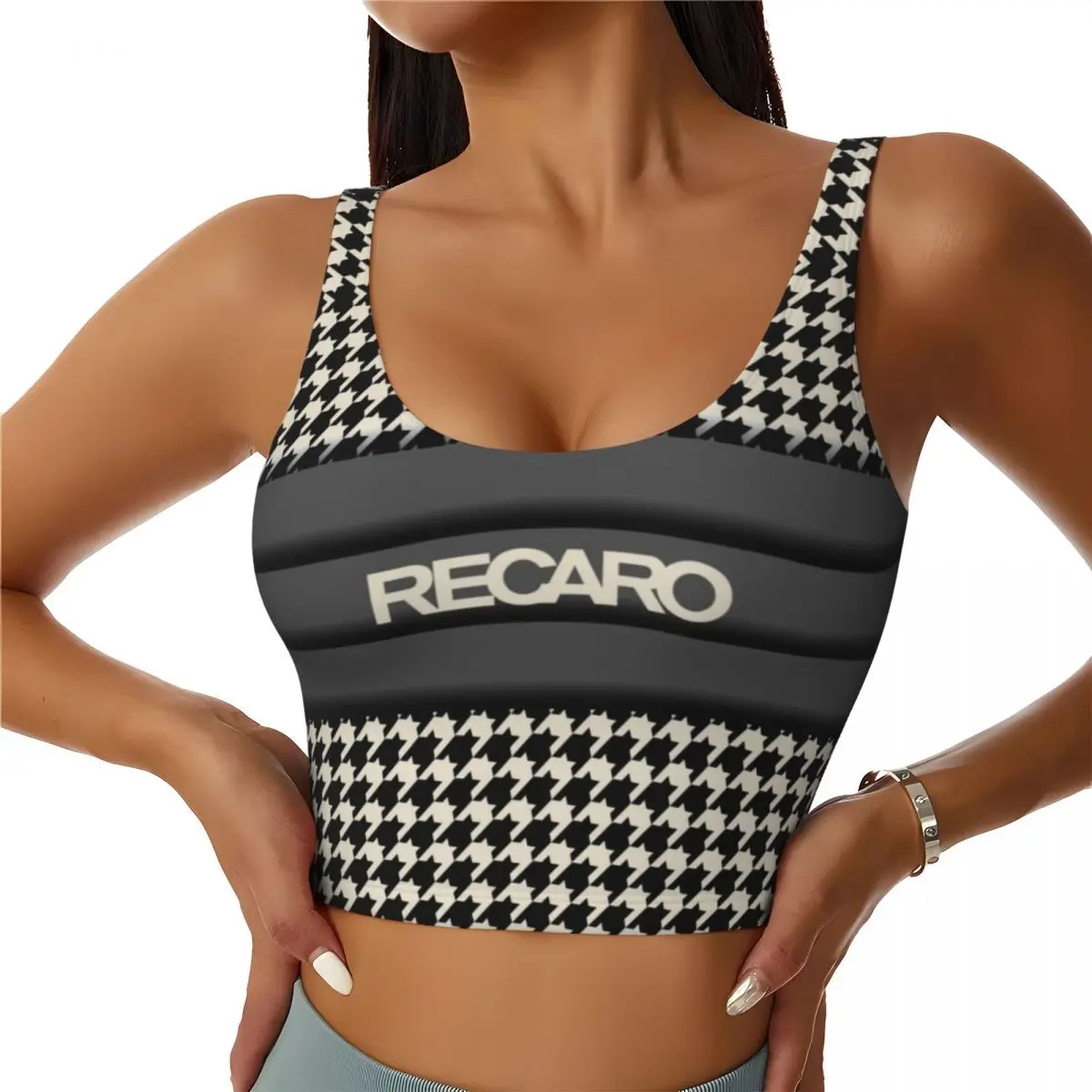 Custom Women's Recaros Logo Sports Bras High Impact Gym Workout Running Crop Tank Tops