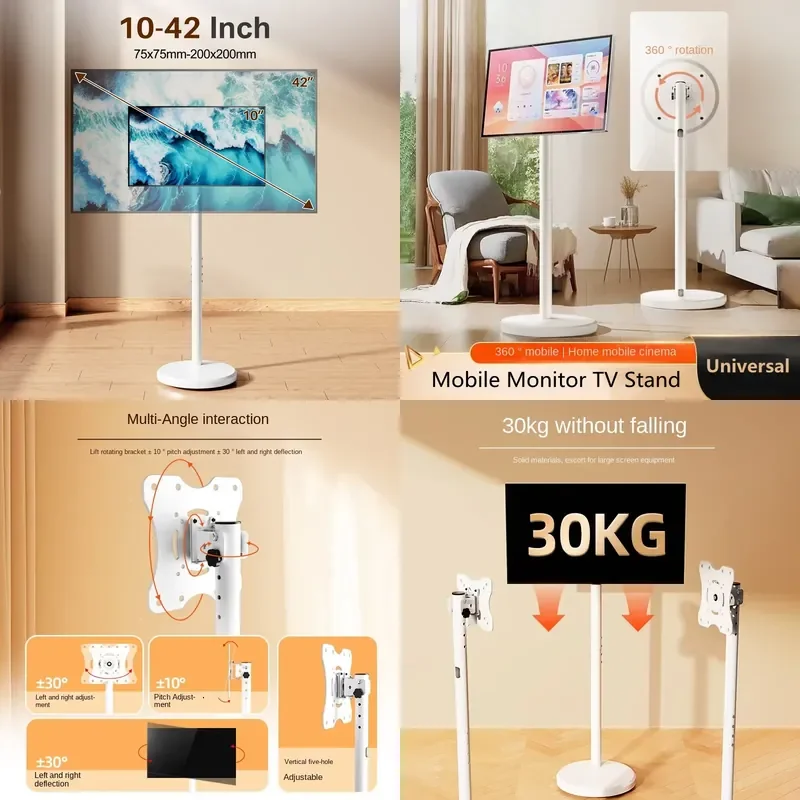 Adjustable Mobile TV Stand-360° Rotating Floor Mount for 10-42