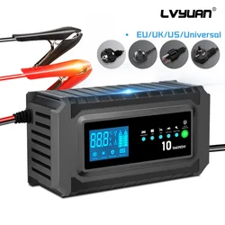 12V-24V 200W smart Car Battery-Charger Full Automatic 10A Digital Car Battery Charger Pulse Repair for AGM GEL WET Lead Acid