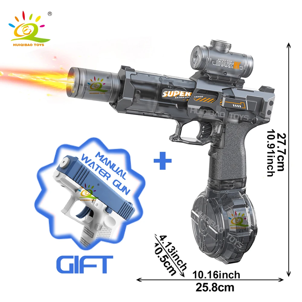 HUIQIBAO Elektrisch pulswaterpistool Gesimuleerd vlamsensorlicht Volautomatisch gevecht speelgoed Waterpistool Buitenstrandspeelgoed Volwassene