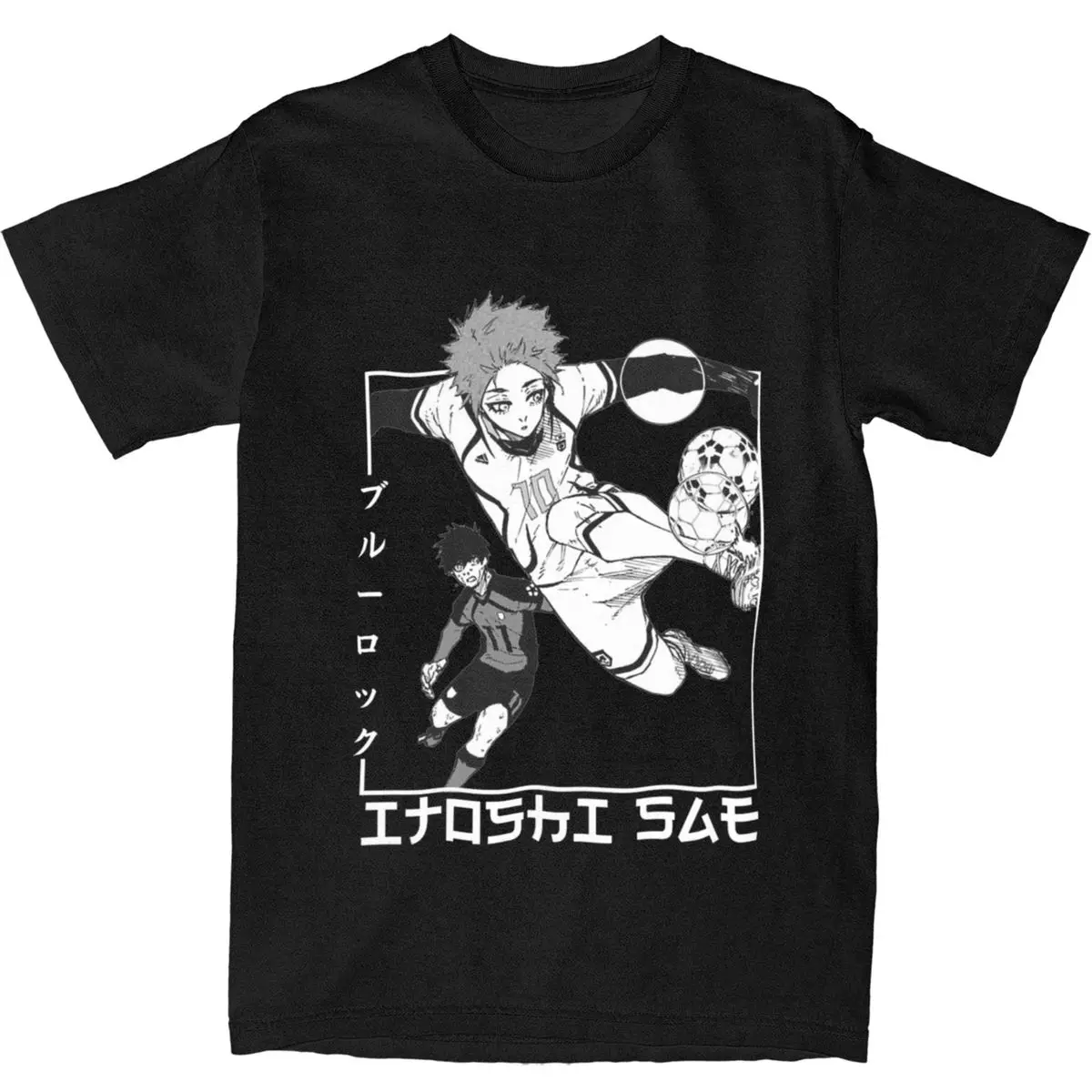 Men's T Shirt Itoshi Sae Blue Lock In Japanese T Shirts Hip Hop Anime Summer Tee Shirt Vintage Pattern 100% Cotton Clothes Gift