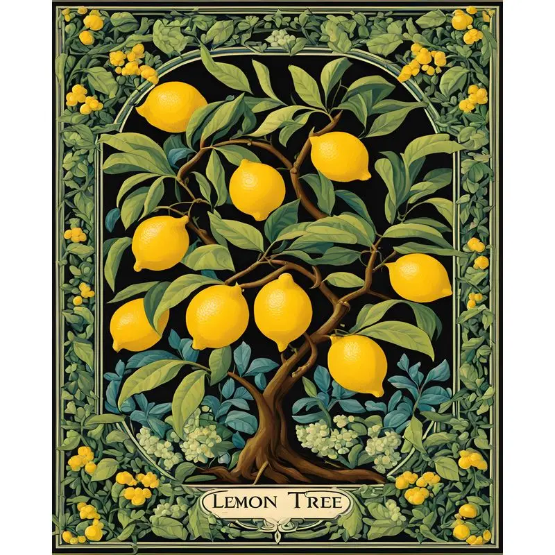 Botanicals paint by numbers kit featuring a lemon tree