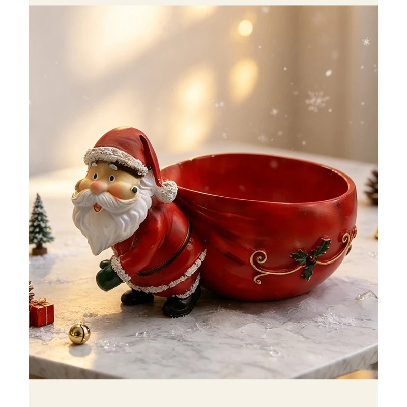 Santa Claus Resin Storage Tray Figurine – Living Room Coffee Table Fruit Nut Bowl Christmas Decor