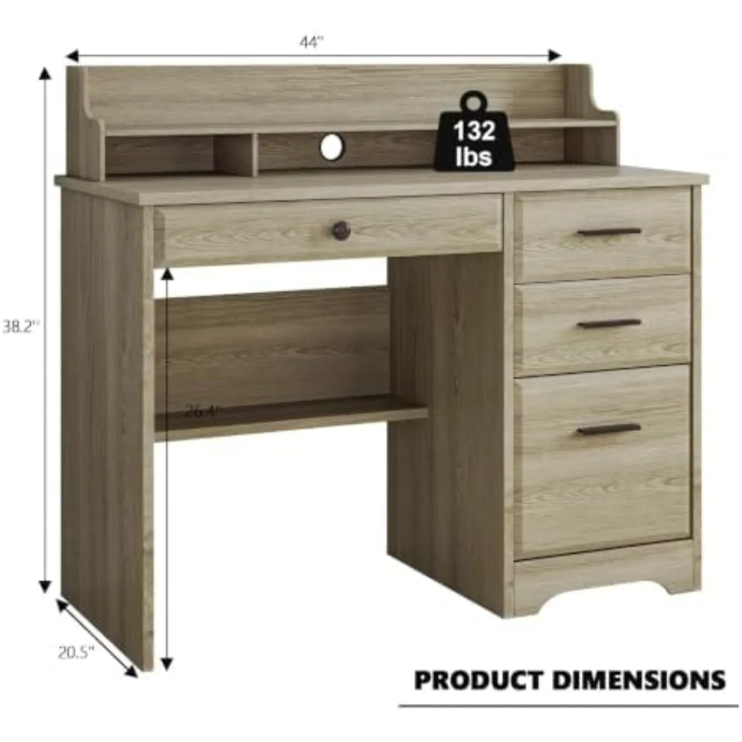 Computer  with Drawers, Small  with Monitor Stand and File Drawer, Wood  with Storage, Writing for