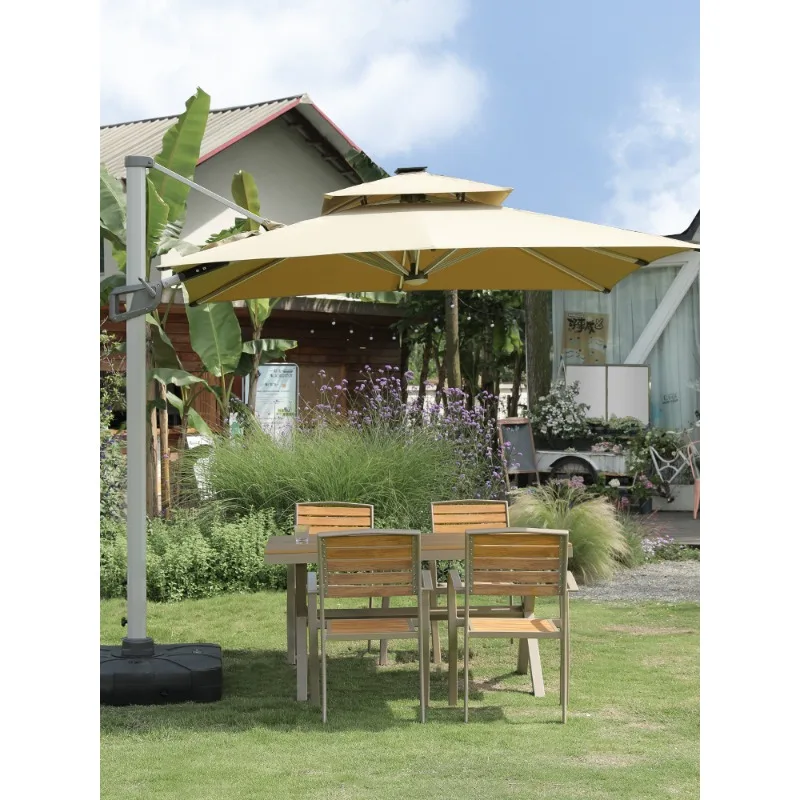 Outdoor courtyard umbrella sunshade villa garden home large sun umbrella terrace outdoor solar light bar Roman umbrella