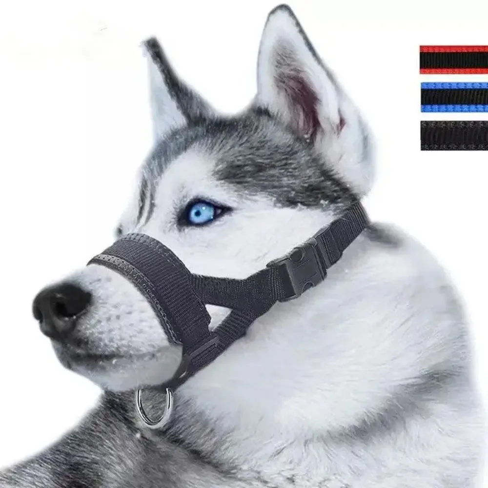 1 Uds. Mascarilla bucal  nailon ajustable para perros, arnés, entrenamiento antilatido, cubierta bucal para mascotas para perros