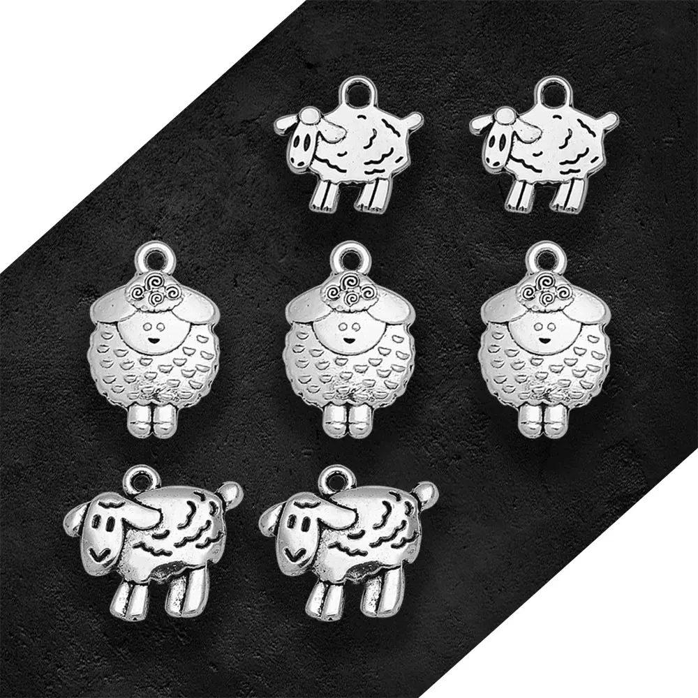 Antique Silver Plated Sheep Goat Animals Charms Jesus Pendants Diy Jewelry Making Supplies Bulk Wholesale Items Small Business