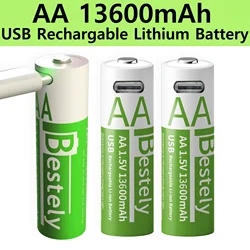 Bestely AA Rechargeable Lithium Battery 1.5V 13600mAh Fast Charging Long Lasting Li-ion Batteries 2000 Cycle with USB- C Cables