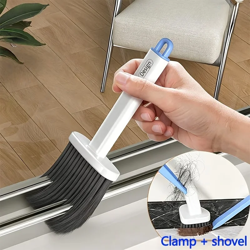 3Pcs Window Track Cleaning Brush Set W/ Clip Scraper Soft Bristle Gap Brush Household Dust Removal Sweeping For Home Cleaning