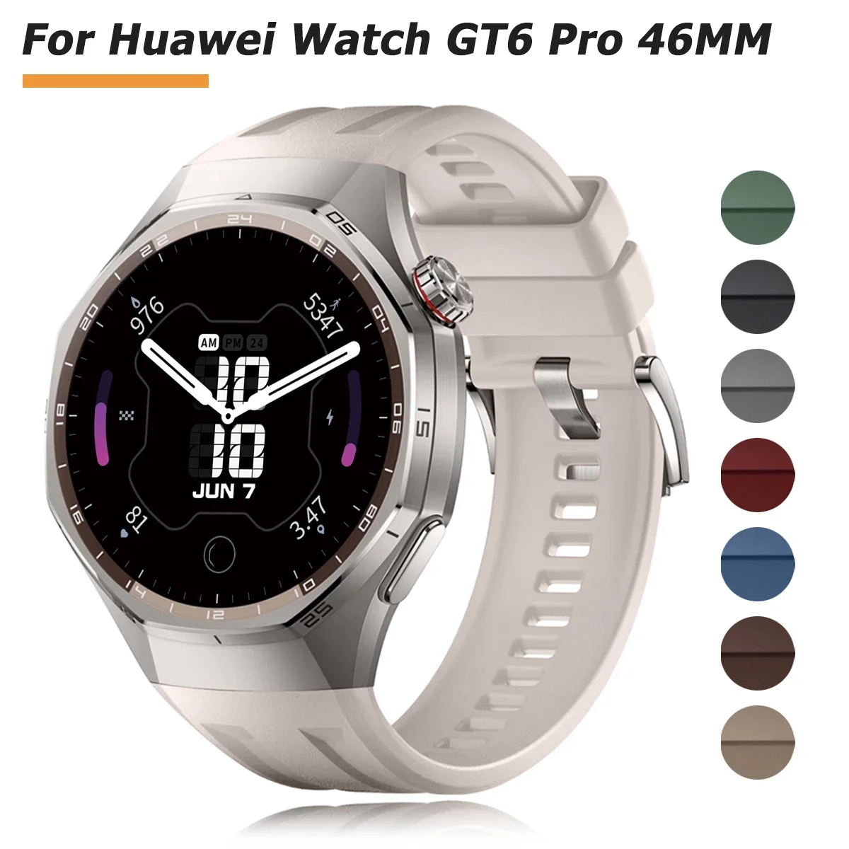حزام سيليكون لساعة هواوي GT 6Pro 46 ملم سوار للرجال والنساء لساعة هواوي GT6Pro اضغط على سوار رياضي سريع الإصدار #1