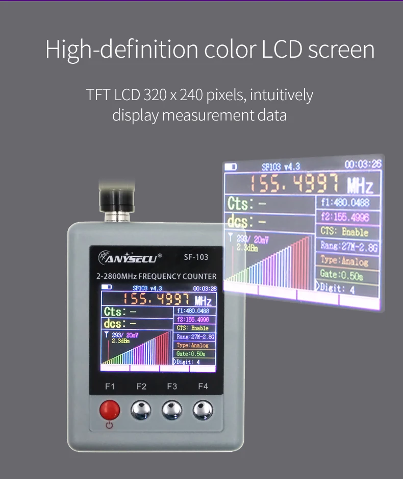 SF-103 2MHz-2800MHz Portable Frequency Counter SF103 DMR Digital Frequency Meter Wide Range Frequency