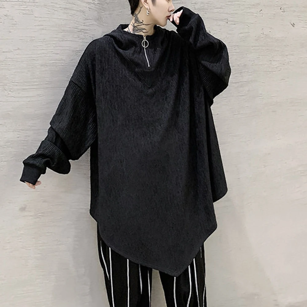 Mens Dark Irregular Batwing Sleeve Hooded Sweatshirt Autumn Streetwear Fashion Hip Hop Youth Nightclub Loose Cape Pullover 2026
